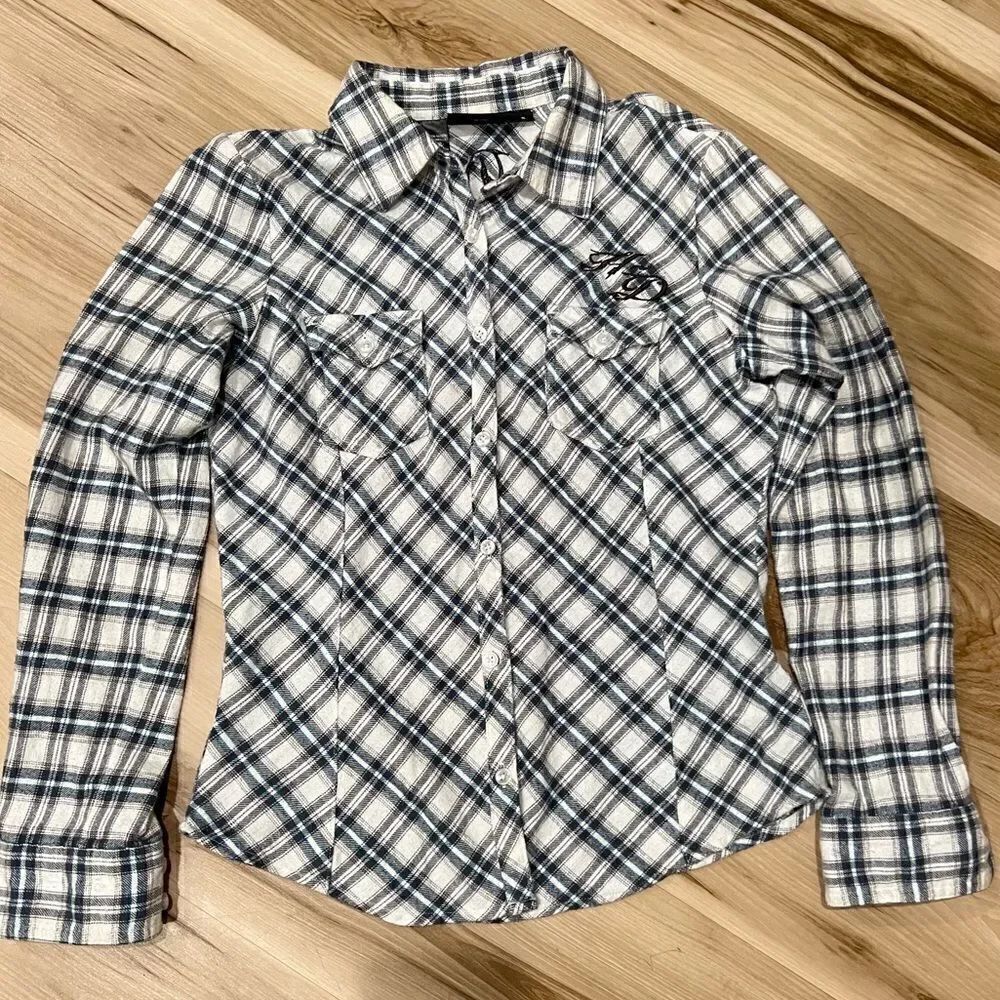 Harley Davidson Script Embroidered Flannel Women’s Small - Picture 2 of 5